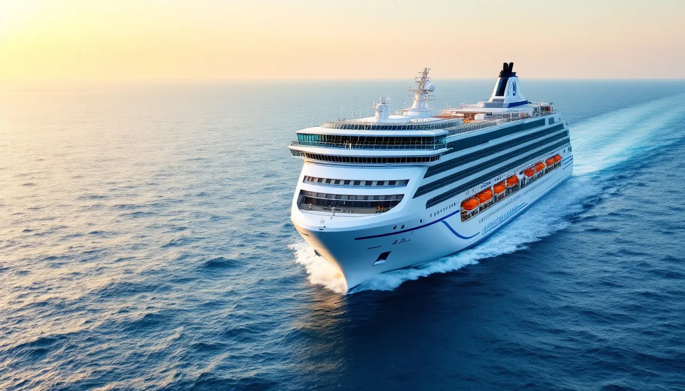 Ferry moderno de transporte marítimo de pasajeros navegando en el mar Mediterráneo