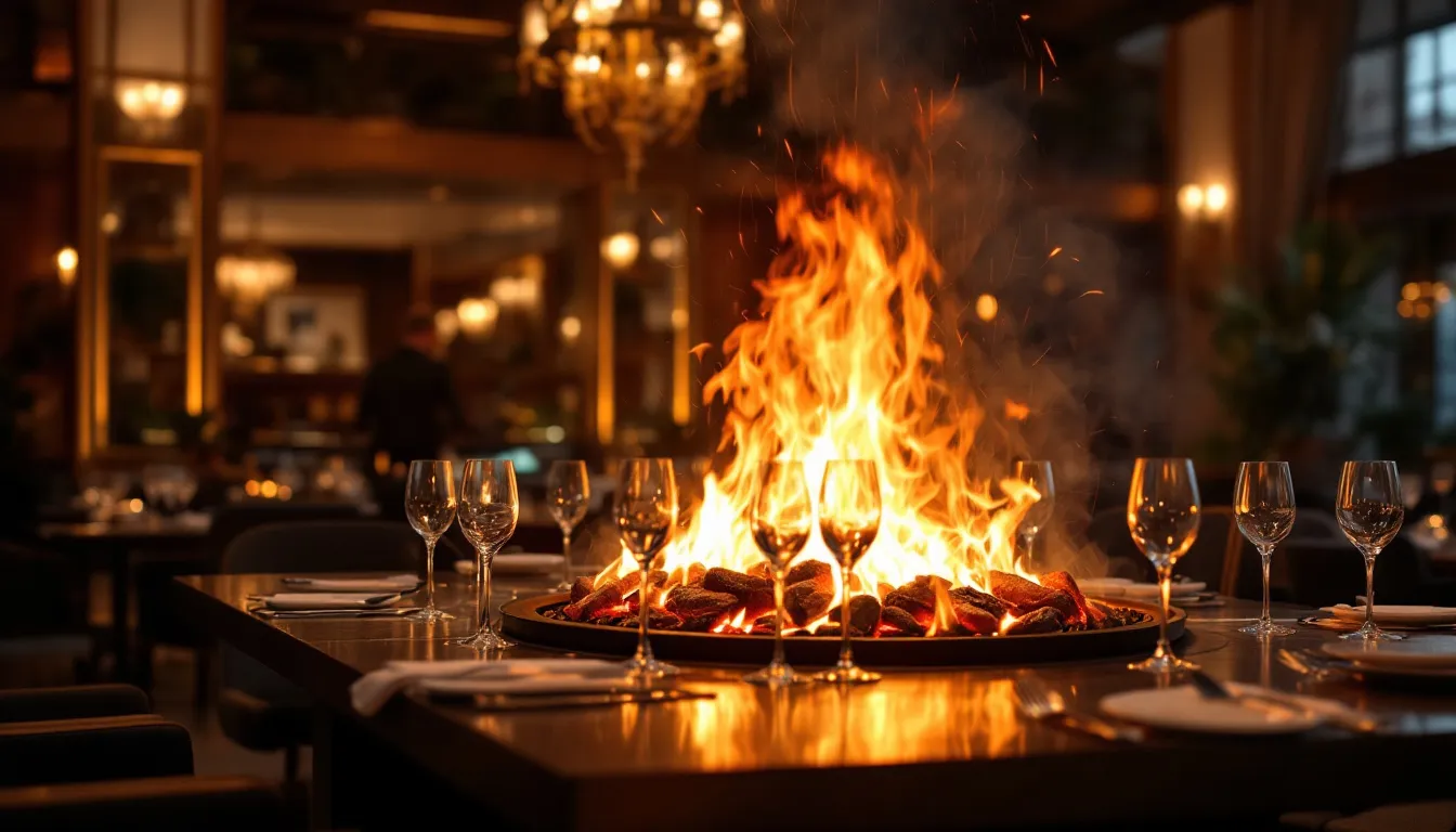 Restaurante de alta cocina con concepto de brasa en ambiente exclusivo de hotel de lujo